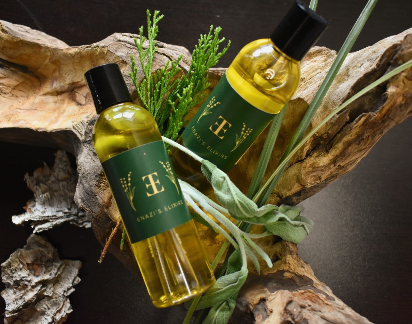 Hair and body oil with grapeseed, coconut, olive oil, avacado oil, caster oil, jojoba oil, lavender, tea tree, peppermint, rosemary, sage
