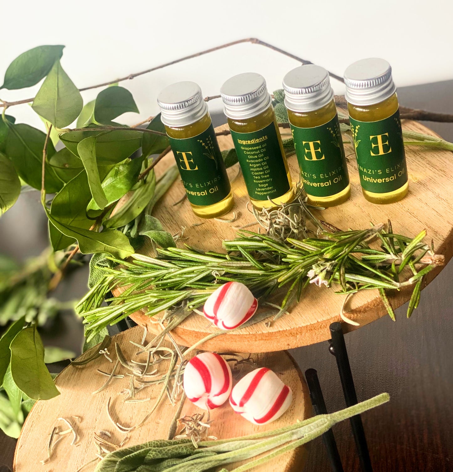 mini travel size Hair and body oil with grapeseed, coconut, olive oil, avocado oil, caster oil, jojoba oil, lavender, tea tree, peppermint, rosemary, sage