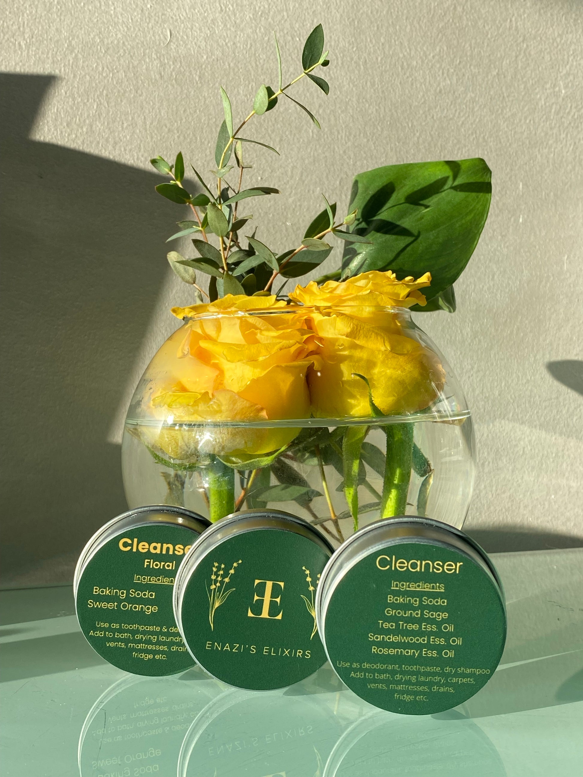 Travel size deodorant, toothpaste, floral