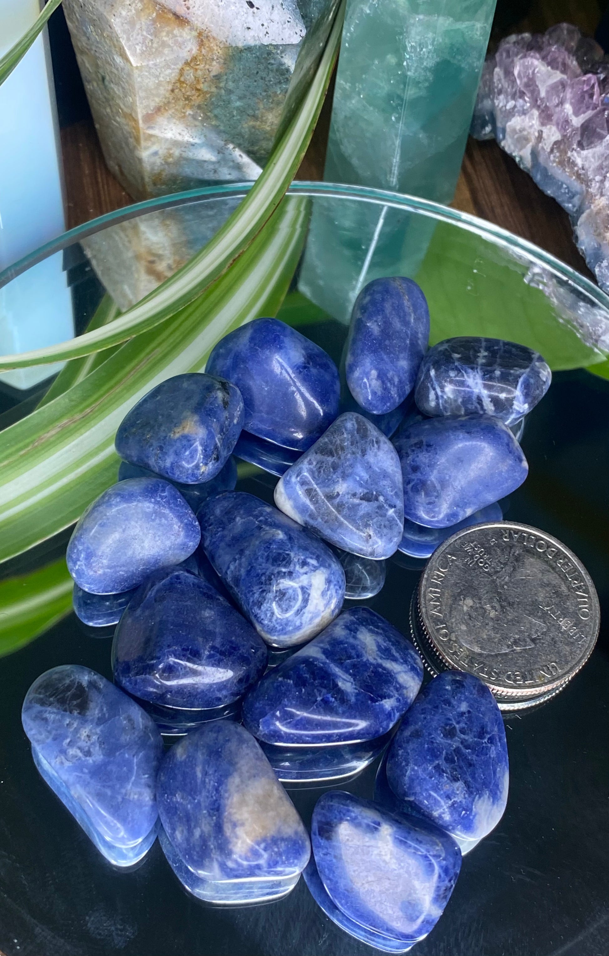 Tumbled Sodalite, blue, grey, and white