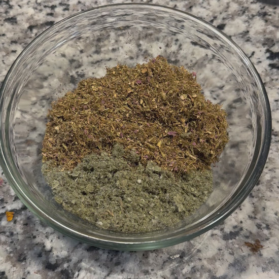 Spotted Bee Balm & Sage mixing herbs 