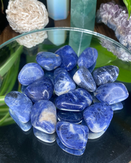 Tumbled Sodalite, blue, grey, and white 